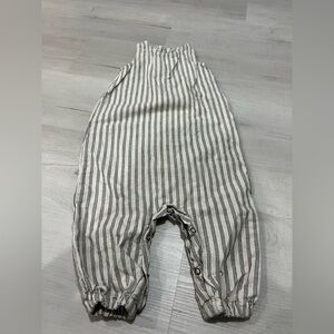 Fin and Vince Striped Sleeveless Jumpsuit sz 2/3 100% linen